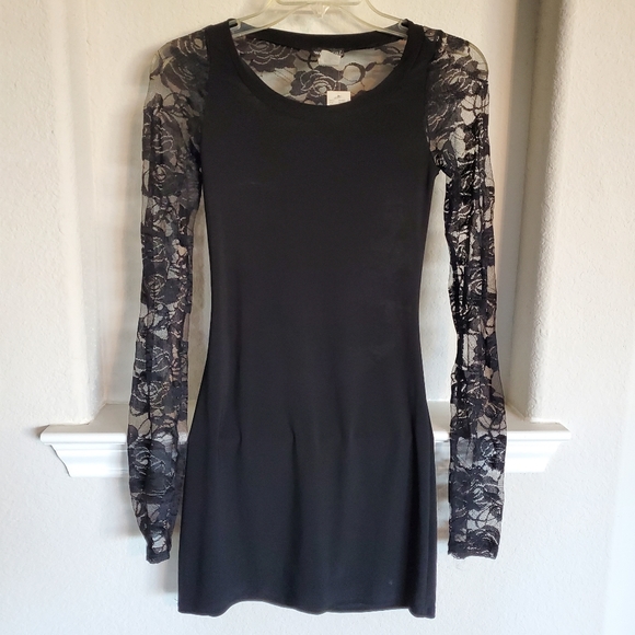 Wet Seal Dresses & Skirts - Wet Seal Women's Long Sleeve Floral Black Lace Mini Dress  - Size Small